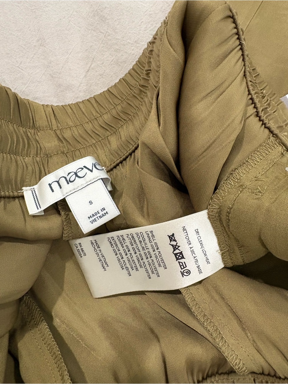NWT Maeve Wide-Leg Satin Pants in Olive - Picture 7 of 7